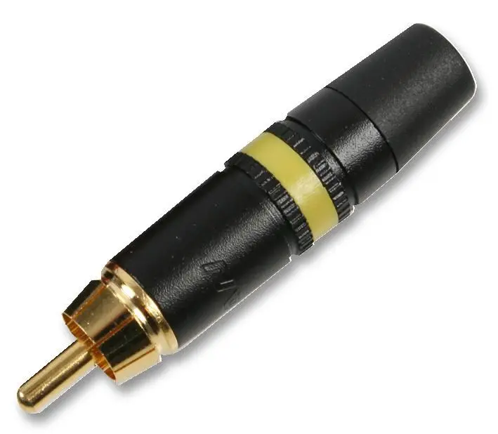 REAN 2-Pole Phono Plug, Gold Plated, Yellow Metal