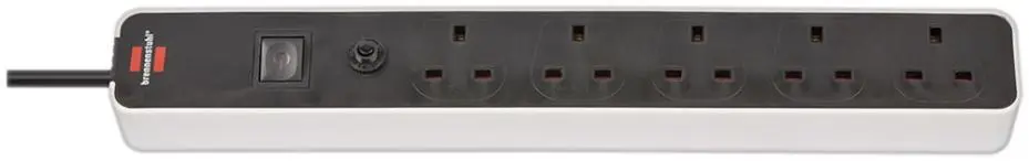 Brennenstuhl Ecolor FB 5-Gang Extension Lead, 1.5m, Black/White