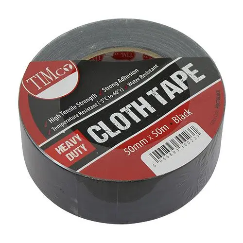 Timco Zwaardere Doektape, Zwart, 50m x 50mm