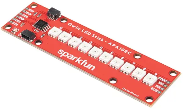 SPARKFUN - Bata LED Qwiic RGB le APA102C, 10 Soilséin Inathraithe