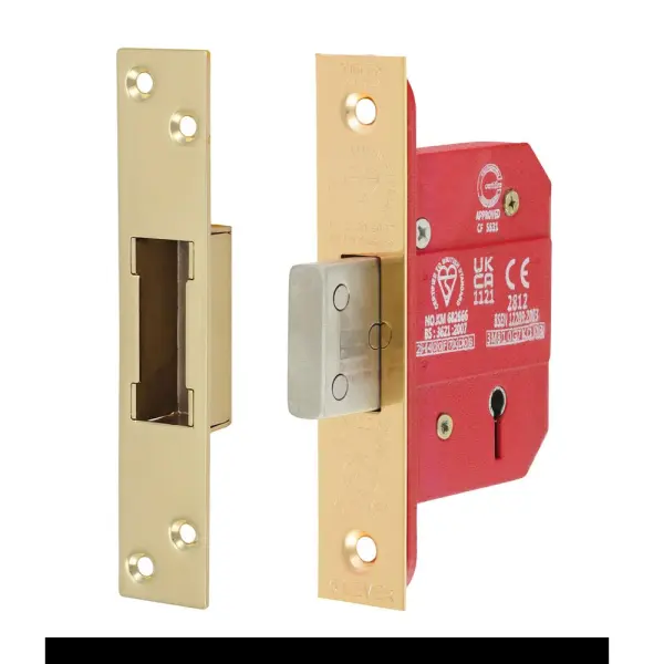 Timco 5 Lever BS CE Standard Mortice Sashlock - Electro Brass 66 case / 45 backset