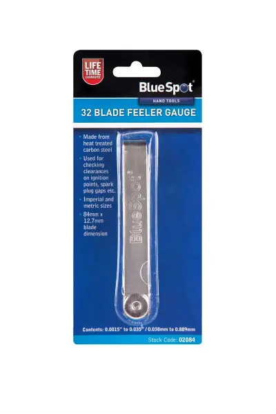Blue Spot Tools Folha de Medição 32 Lâminas, Aço Carbono, Métrico e Imperial