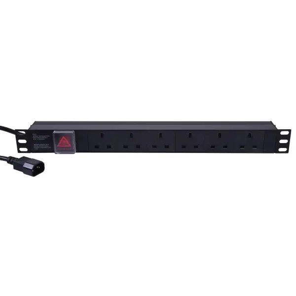 POWERCOOL Rack Mount PDU 6 Gang UK Mains 1U Horizontal