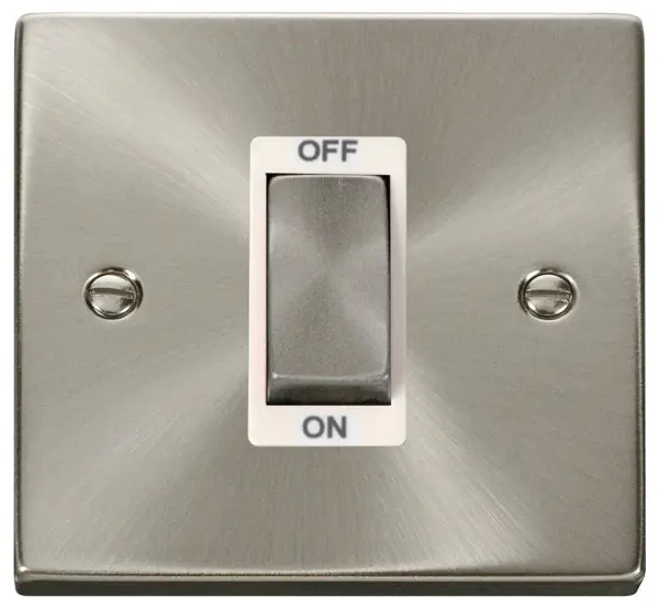 DECO 1 Gang 45A Double Pole Switch, Satin Chrome
