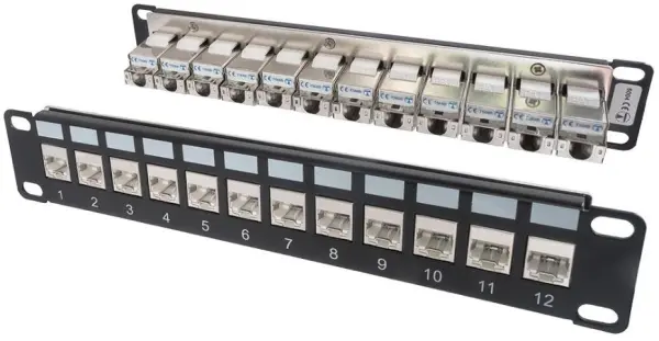 TUK miniMEDIA Panel de Conexión Bloqueable 10in con 12 Puertos Cat6a