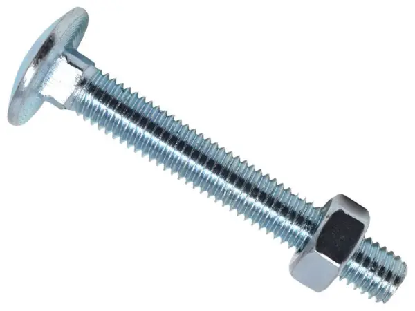 METALMATE® ברג ראש קעור ריבועי שישה + אום מצופה אבץ M8 x 60 מ''מ