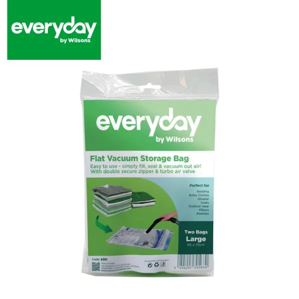 Everyday by Wilsons Flat Vacuum Storage Bags 50 x 70cm 2pk