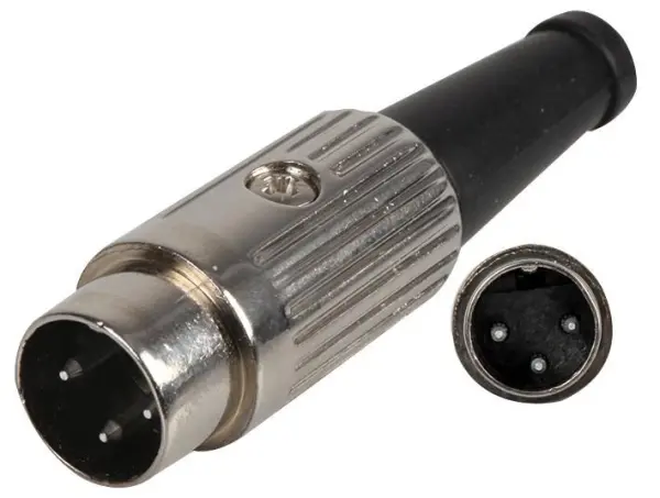 DELTRON Spinotto DIN a 3 Pinnelli Nichelato, Corpo in Metallo