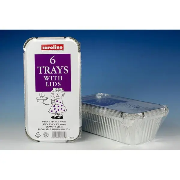 Caroline Foil Trays and Lids, 23oz, 6-Pack