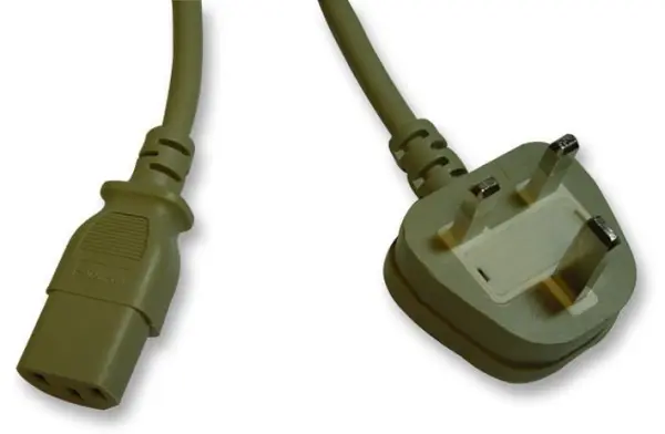 Pro Elec 2m Grey 5A UK Plug to IEC C13 Power Cable