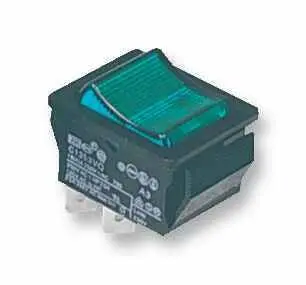 Arcolectric Tuimelschakelaar DPST, Verlicht Groen, Frontmontage