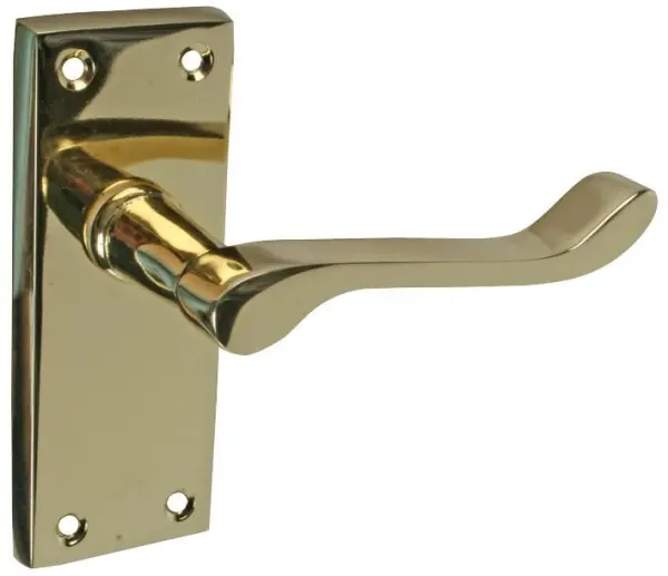 VIBE Victorian Scroll Latch Door Handles Pair Brass