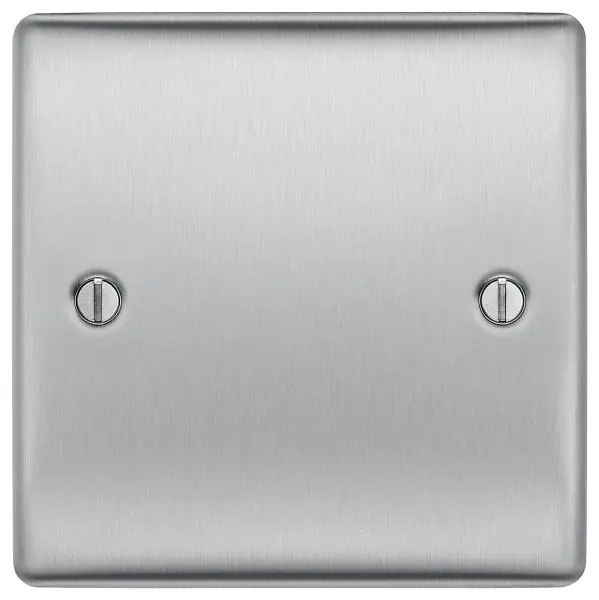 British General Blanking Plate 1 Gang Brushed Steel 86x86mm