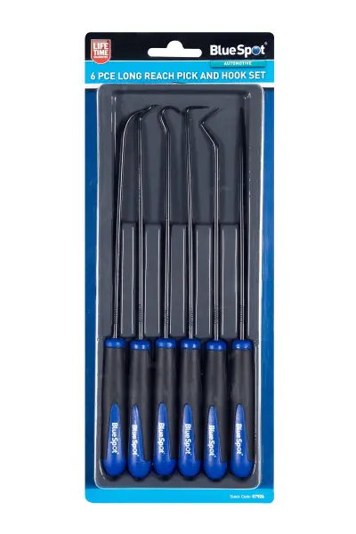 Blue Spot Tools Jogo de 6 Ganchos e Espátulas de Alcance Longo em Aço Carbono
