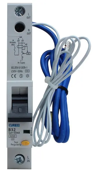 Disjoncteur différentiel RCBO monopolaire BG Electrical 32A, courbe B, type AC