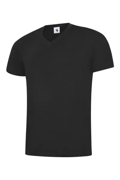 Uneek Unisex Classic V-Neck T-Shirt, Black, 2XL
