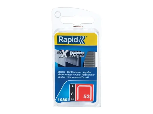 Rapid 53/8B Stainless Steel Fine Wire Staples, 8mm, Pack of 1080
