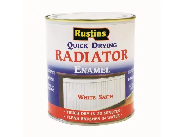 Rustins Esmalte para Radiadores Branco Satinado de Secagem Rápida, 500ml