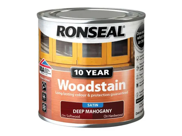 Ronseal 10 Year Woodstain - Deep Mahogany, 250ml