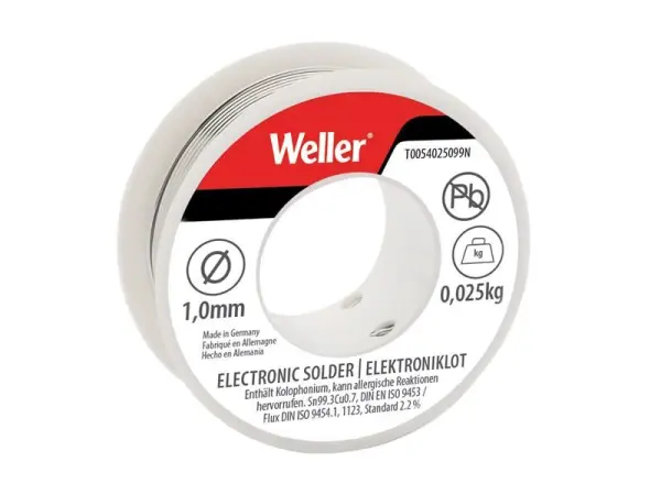 Weller Lead-Free Solder, Sn97Cu0.7, 1mm, 25g