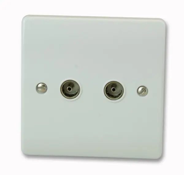 CLICK Double TV Aerial Socket, White