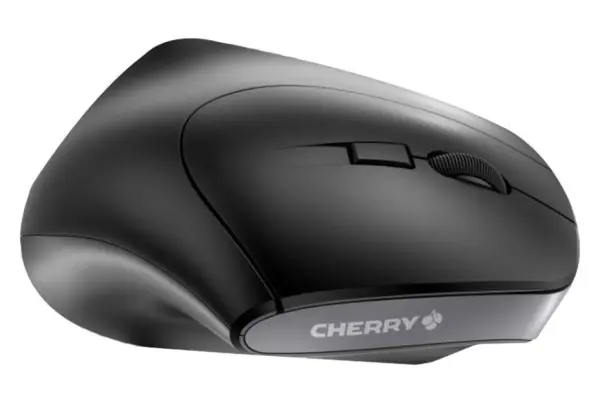 Souris ergonomique sans fil CHERRY MW 4500 LEFT, inclinée à 45°, noire