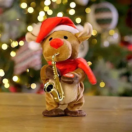 Premier Dancing Musical Saxophone Figure, Reindeer, 20 cm