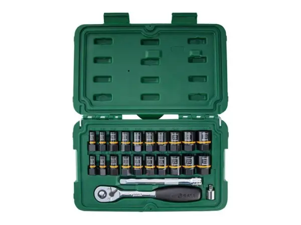SATA 1/4in & 3/8in BoltBiter Socket Set for Damaged Fasteners, 23-Piece