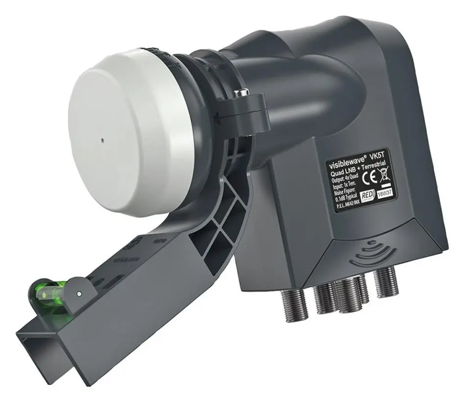 VISIBLEWAVE LNB כפול - לוויין ויבשתי עם סוגר