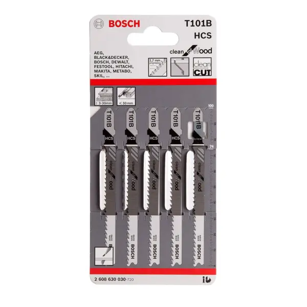 Bosch T101B 木工曲线锯条 5件装