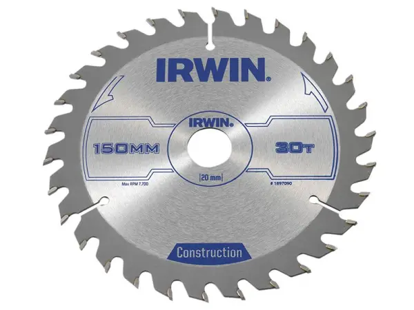 IRWIN Lame de scie circulaire pour construction 150 mm, 30 dents ATB