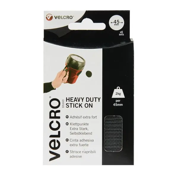 Velcro Giant Heavy Duty Hook & Loop Coins, Black, 45mm