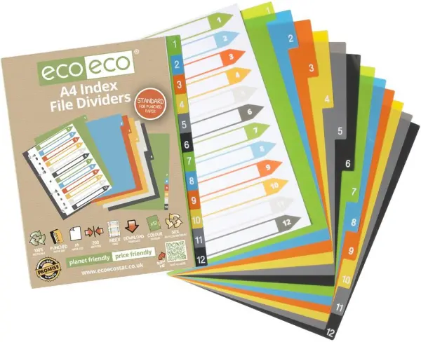 ECO-ECO A4 Recycled Index File Dividers