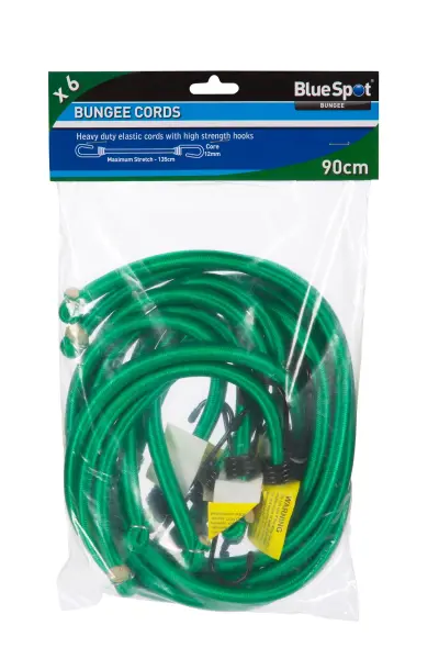 Blue Spot Tools 6-Piece 90cm Bungee Cord Set, 12mm Diameter