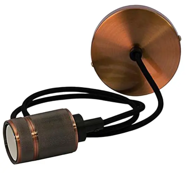 TIME LED Antik Pendant Light, Textured Copper, E27 Bulb Fitting