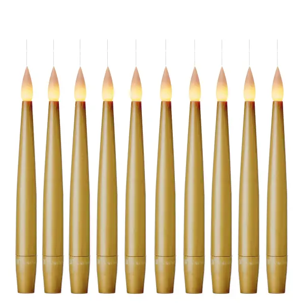 Premier Decorations - Σύνολο 10 Χρυσών Πλωτών LED Κεριών με Τηλεχειριστήριο, 15