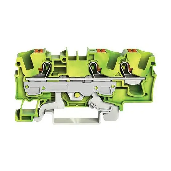 WAGO 3 Conductor Ground Terminal Block with Push Button & Test Port, 800V, 41A