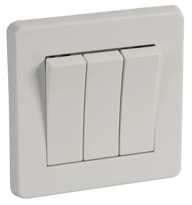 Crabtree 10A 3-Gang 2-Way Rocker Light Switch, White