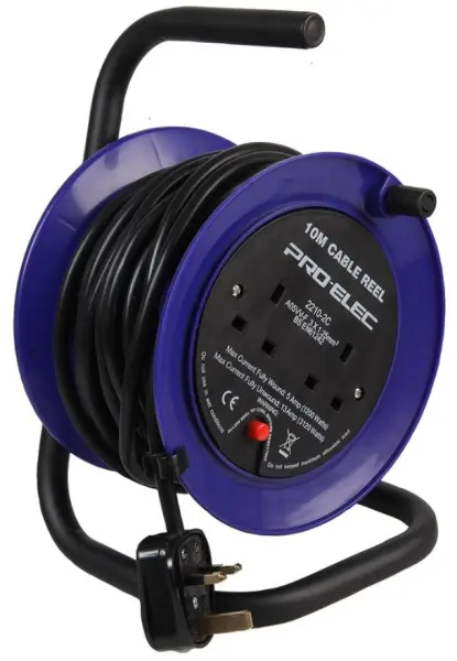 PRO ELEC Enrouleur électrique Mini 2 Prises 10m, conforme BS EN61242