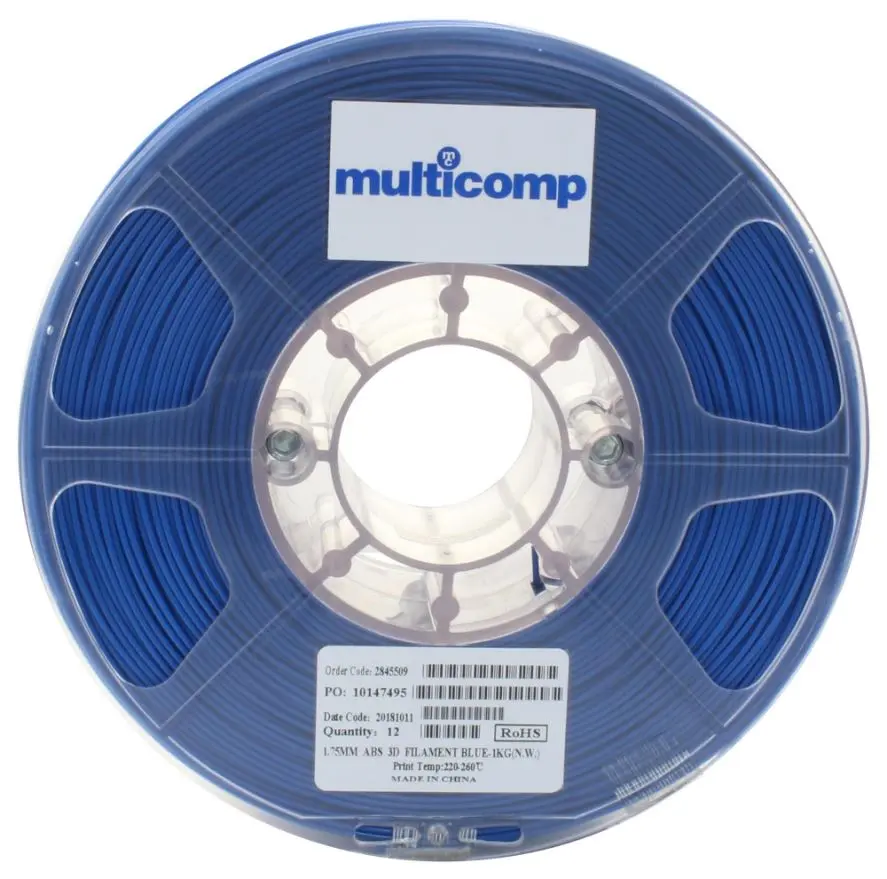 MULTICOMP 1.75mm Blue ABS 3D Printer Filament, 1kg