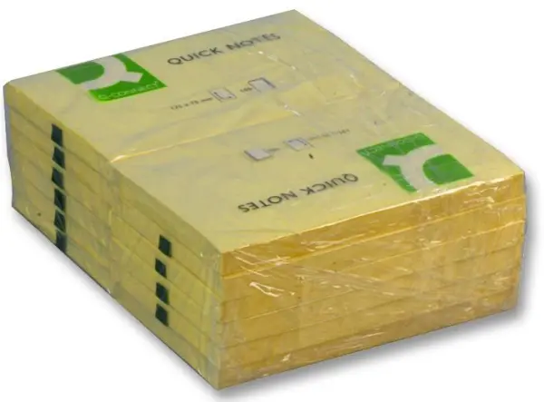 Q CONNECT Blocchetti di Note Adesive Gialli 125x75mm, 100 Fogli, Confezione da 