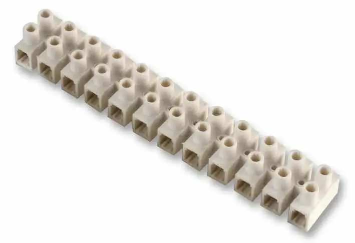 PRO POWER Bloque de Terminales de 12 Vías, 6A, Nylon, Blanco (Paquete de 10)