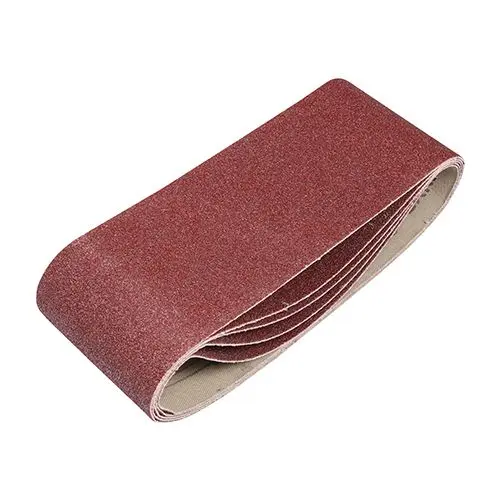 Timco Red Aluminium Oxide Sanding Belts, 120 Grit, 75 x 457mm (Pack of 5)