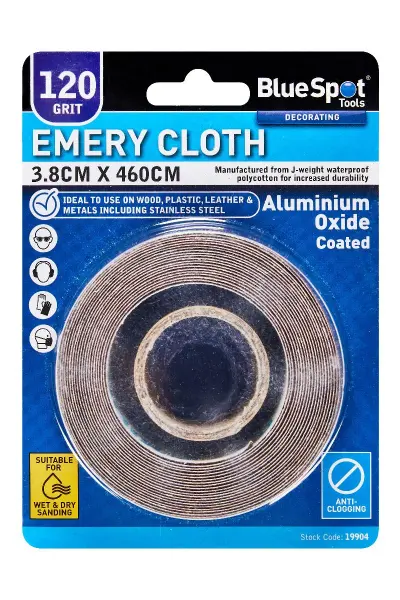 Blue Spot Tools - Schuurdoek 120 Korrel, 3.8cm x 4.6m