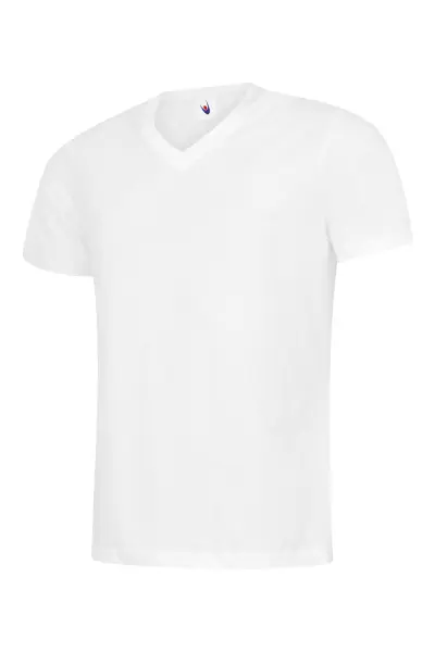 Uneek Unisex Classic V-Neck T-Shirt - White - XL
