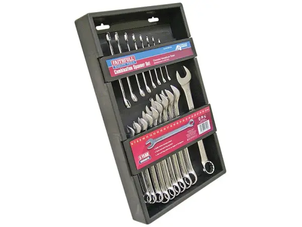 Faithfull Chrome Vanadium Spanner Set, 18 Pieces
