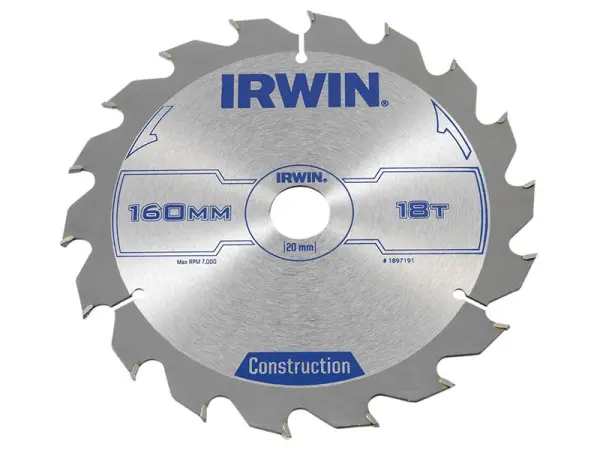 IRWIN להב מסור עגול לבנייה 160 מ״מ x 20 מ״מ, 18T ATB