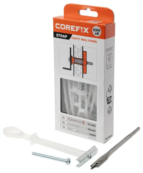 COREFIX M5 Strap Heavy Duty Hollow Cavity Wall Fixings - 60mm