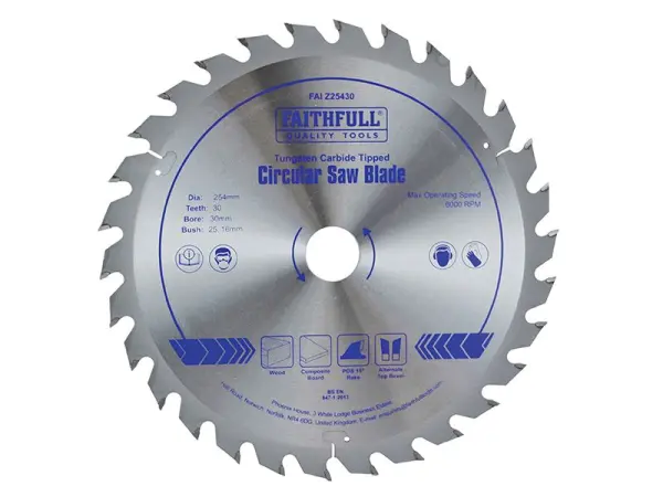 Faithfull Sierra Circular TCT - 250mm x 30mm, 24 Dientes POS