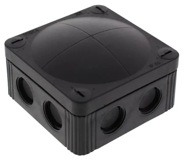 WISKA Combi 308 Black Junction Box, IP66/IP67, 85x85x51mm